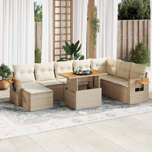 Hagesofaer Med Puter 9 Deler Beige Polyrotting Akasie