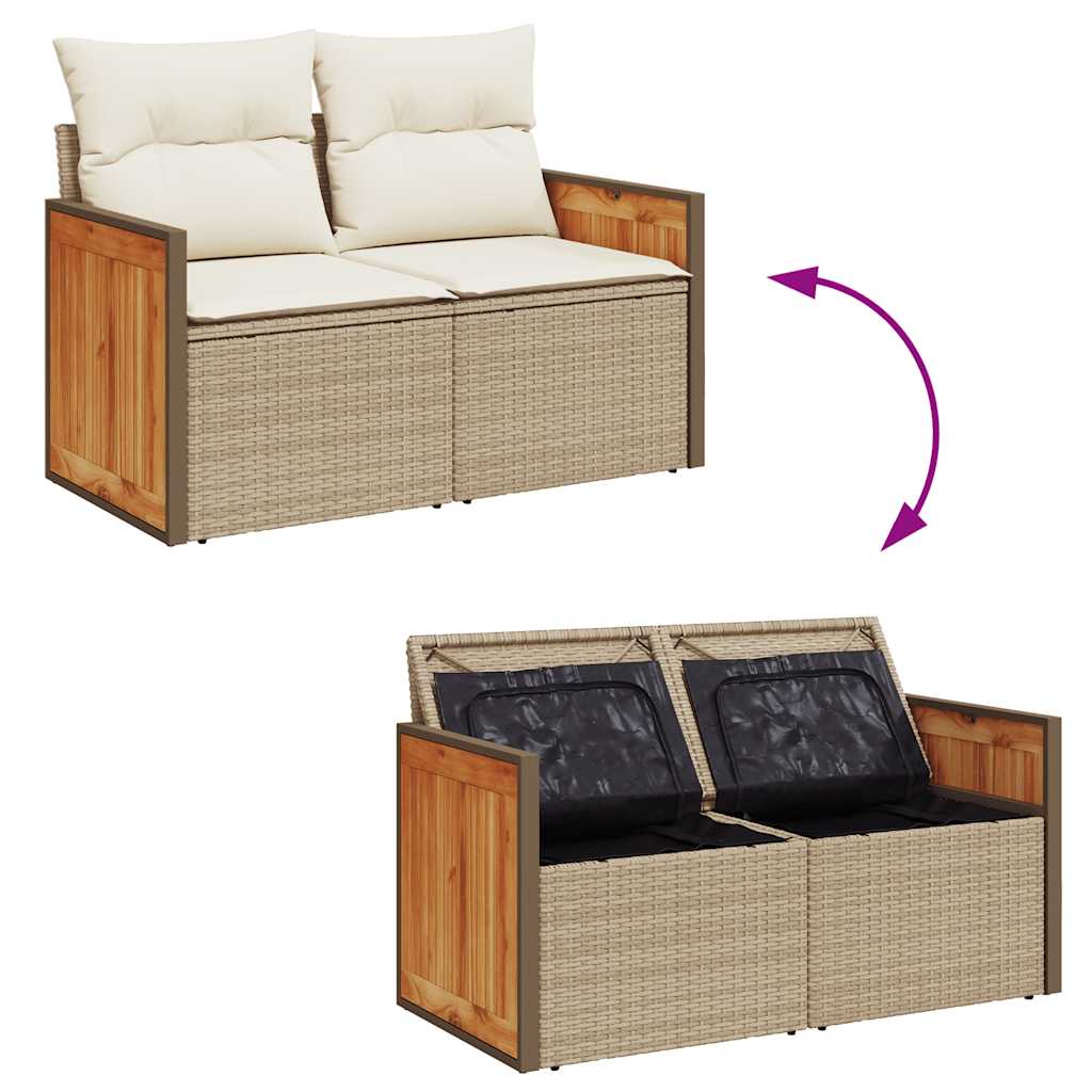 Hagesofaer Med Puter 7 Deler Beige Polyrotting Akasie