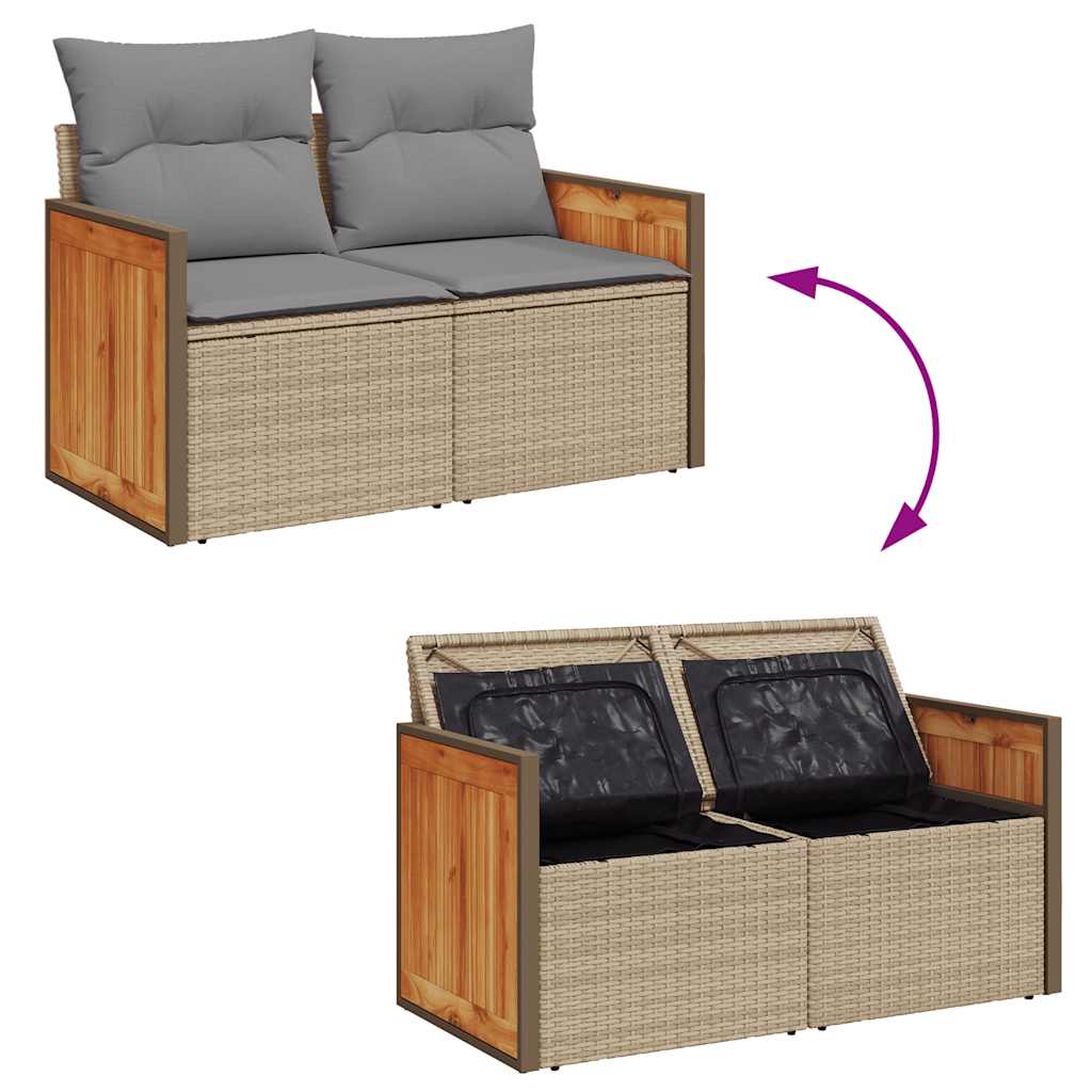 Hagesofaer Med Puter 9 Deler Beige Polyrotting Akasie