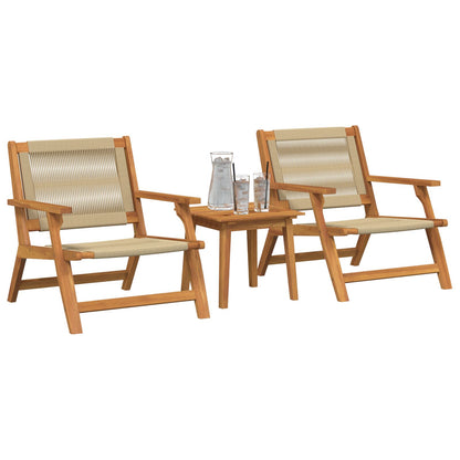 Hagemøbler Med Bord, 3 Deler, Beige, Massivt Akasietre