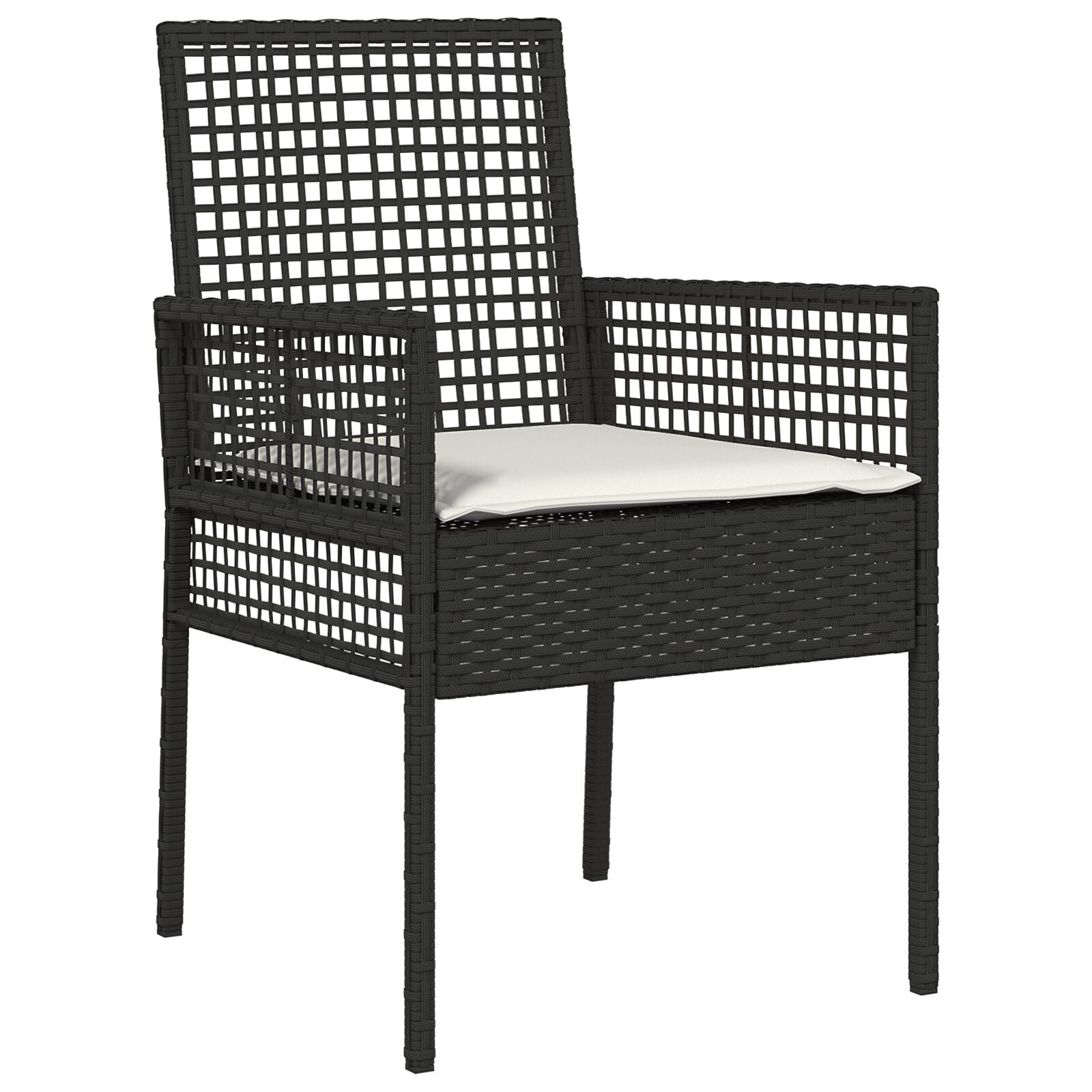 Spisemøbelsett Set Med 5 Svart Rattan, Polyester Holdbar