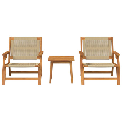 Hagemøbler Med Bord, 3 Deler, Beige, Massivt Akasietre