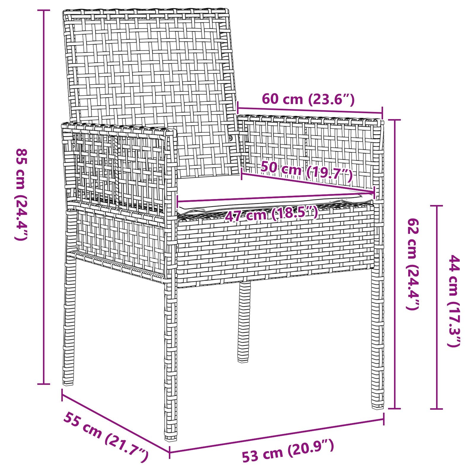 Spisemøbelsett Set Med 5 Svart Rattan, Polyester Holdbar