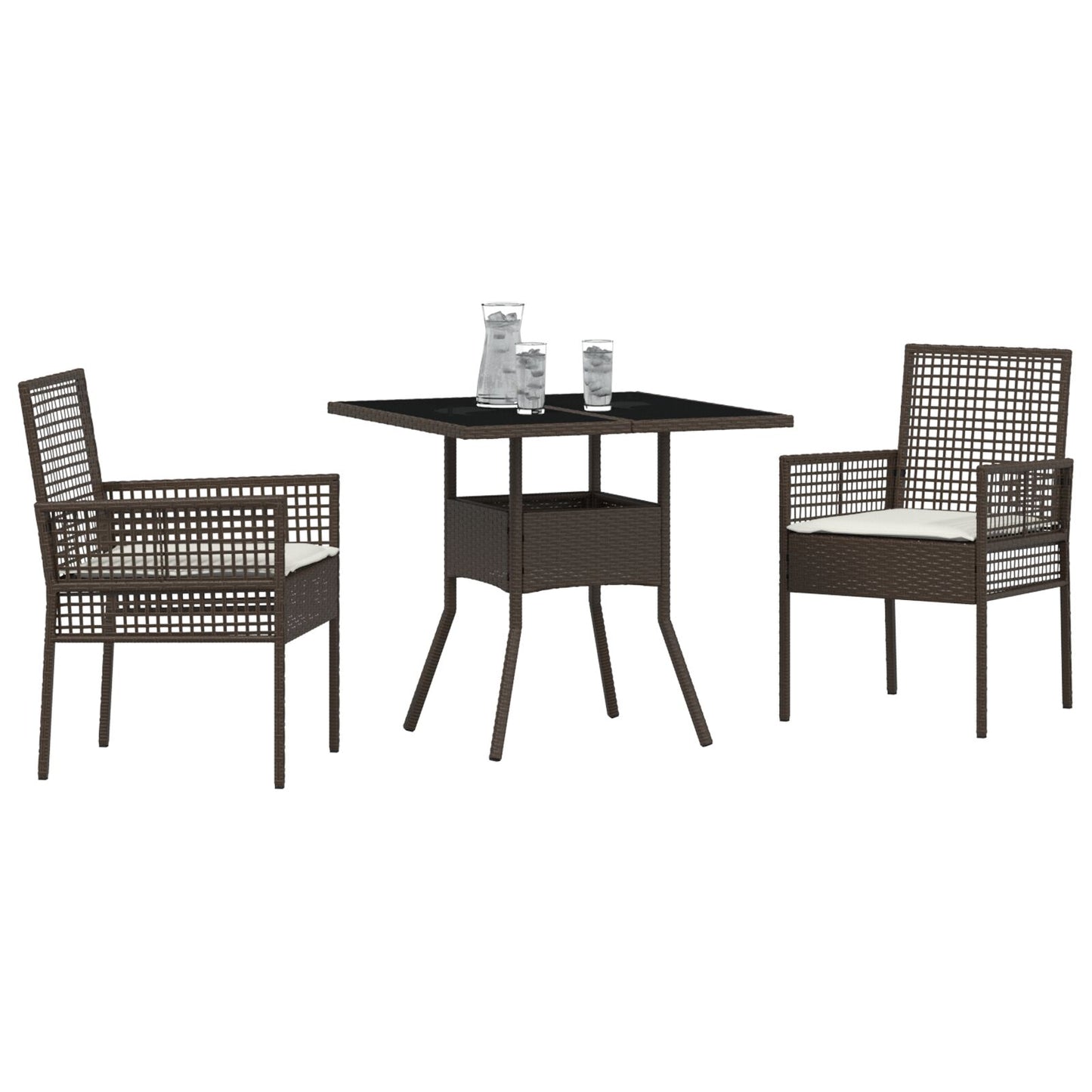 3 Delt Hage Spisebordsett Brun Poly Rattan