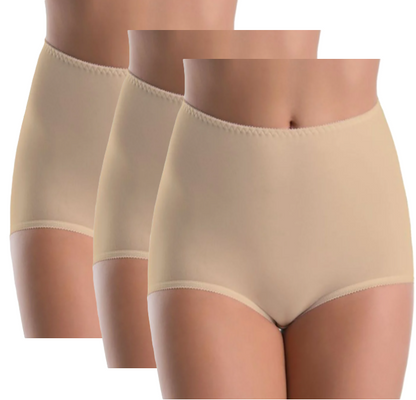 Bamboo Fiber Women's High-Waist Panties – 3-Pack (Beige)