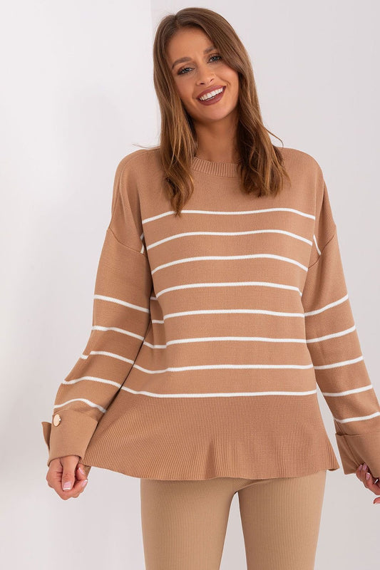 Casual Striped Sweater brown / one-size-fits-all MAHYSTYLE