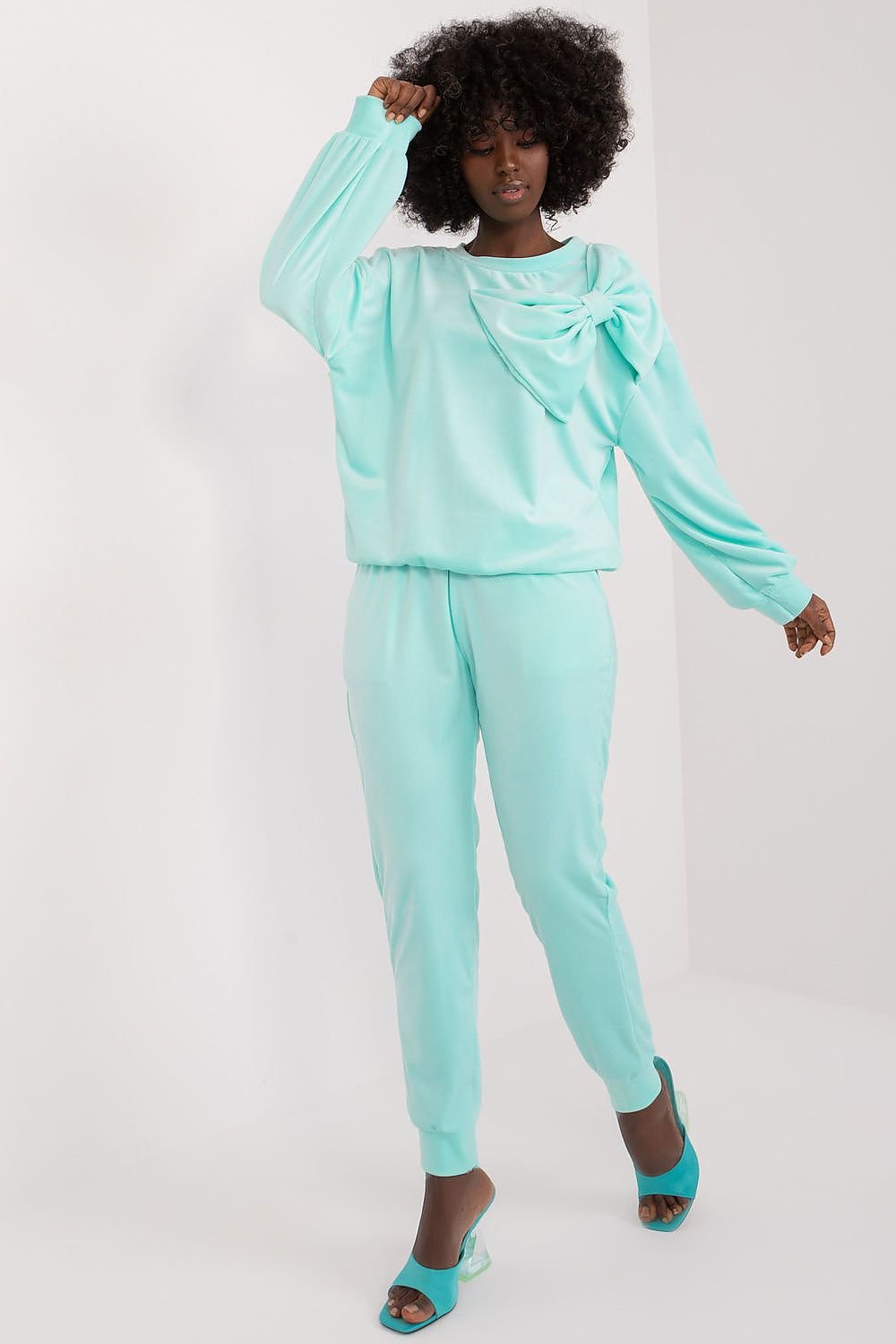 Velour Sweatshirt and Pants Set by Italy Moda