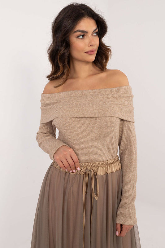 Shoulder-Off Sweater brown / one-size-fits-all MAHYSTYLE