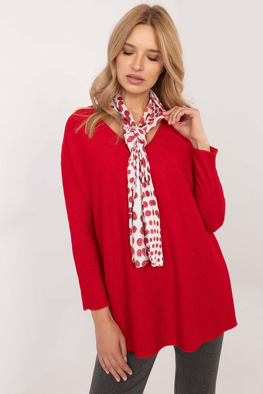 Sweater with Scarf red / one-size-fits-all MAHYSTYLE