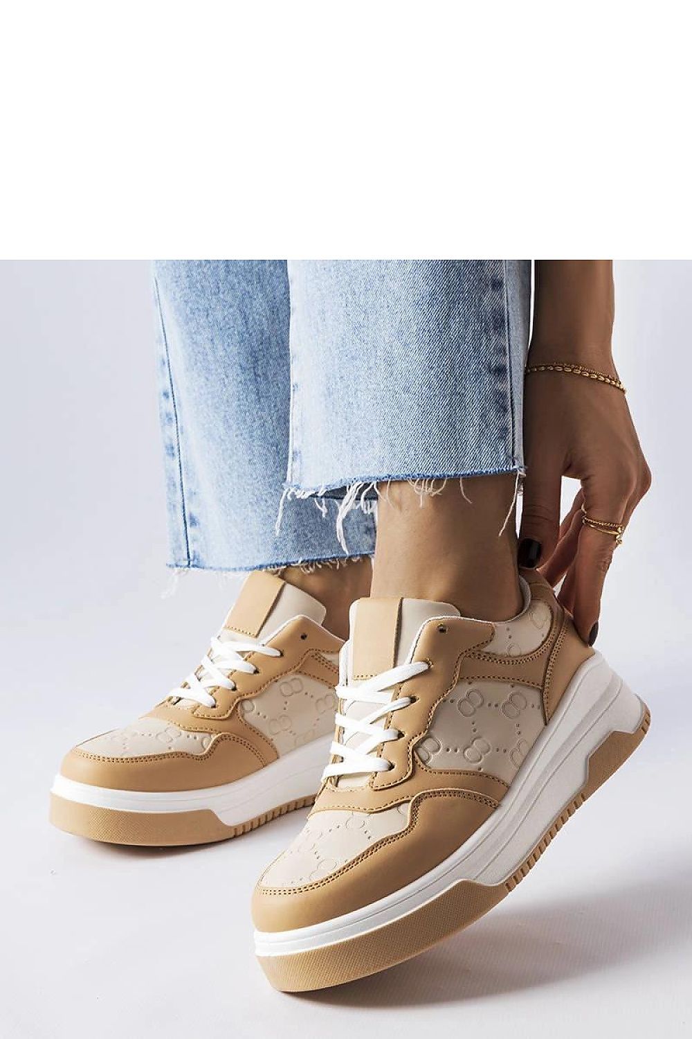 Beige Embossed Sneakers from Paré – Comfortable and Stylish for Summer beige / 36 MAHYSTYLE