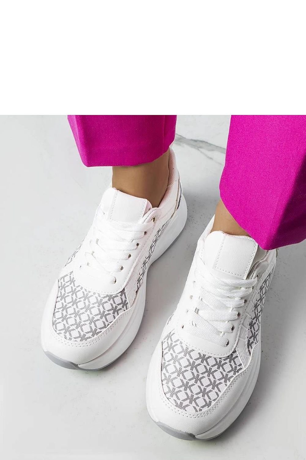 Margie Monogram White Sneakers – Chic & Comfortable white / 36 MAHYSTYLE