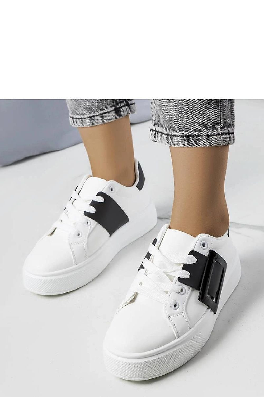 Toni White Sneakers with Pink Buckle – Stylish & Comfortable white 2 / 36 MAHYSTYLE