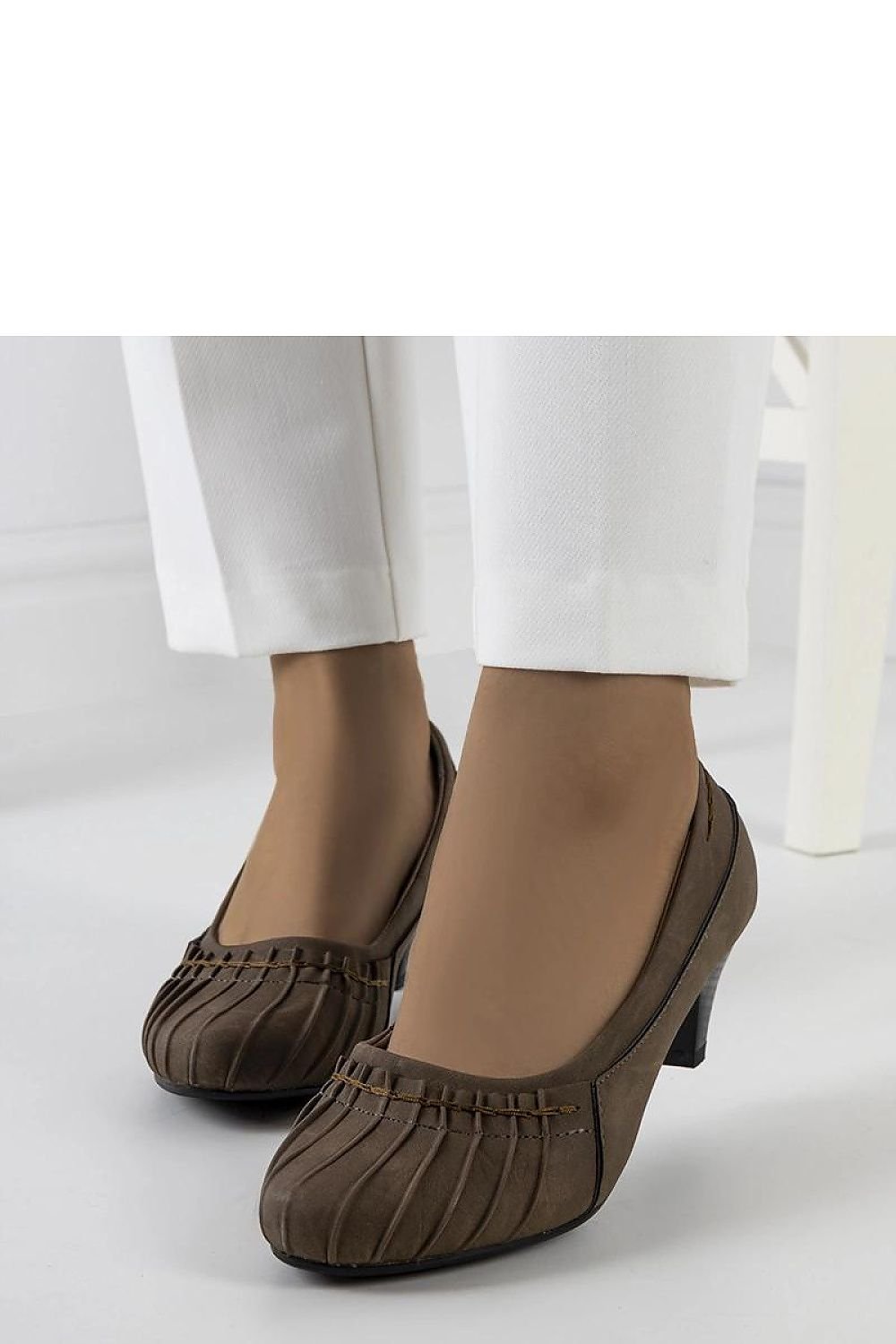 Santro Brown Ruched Pumps brown / 35 MAHYSTYLE