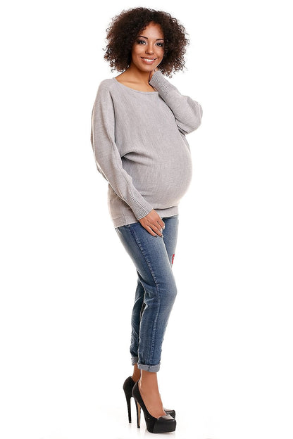 Flirty Oversized Maternity Sweater by PeeKaBoo white / one-size-fits-all MAHYSTYLE