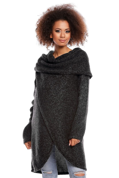 Cozy Asymmetrical Maternity jumper - PeeKaBoo black / one-size-fits-all MAHYSTYLE