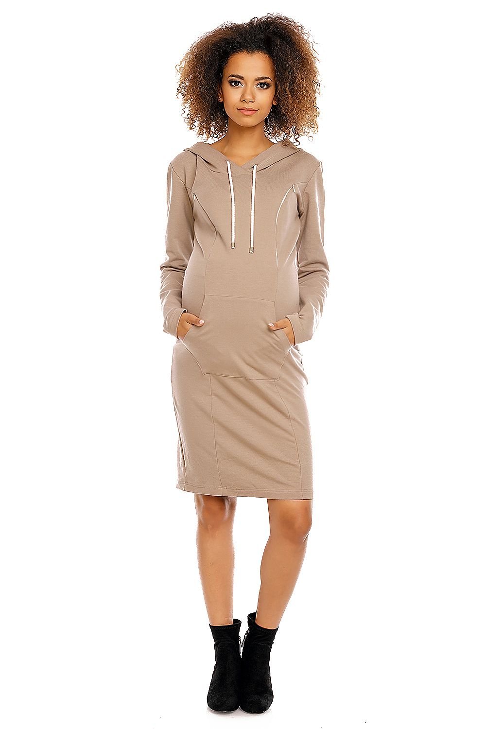 Hooded Maternity Dress by PeeKaBoo beige / S MAHYSTYLE