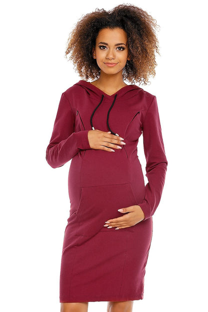 Hooded Maternity Dress by PeeKaBoo red / S MAHYSTYLE