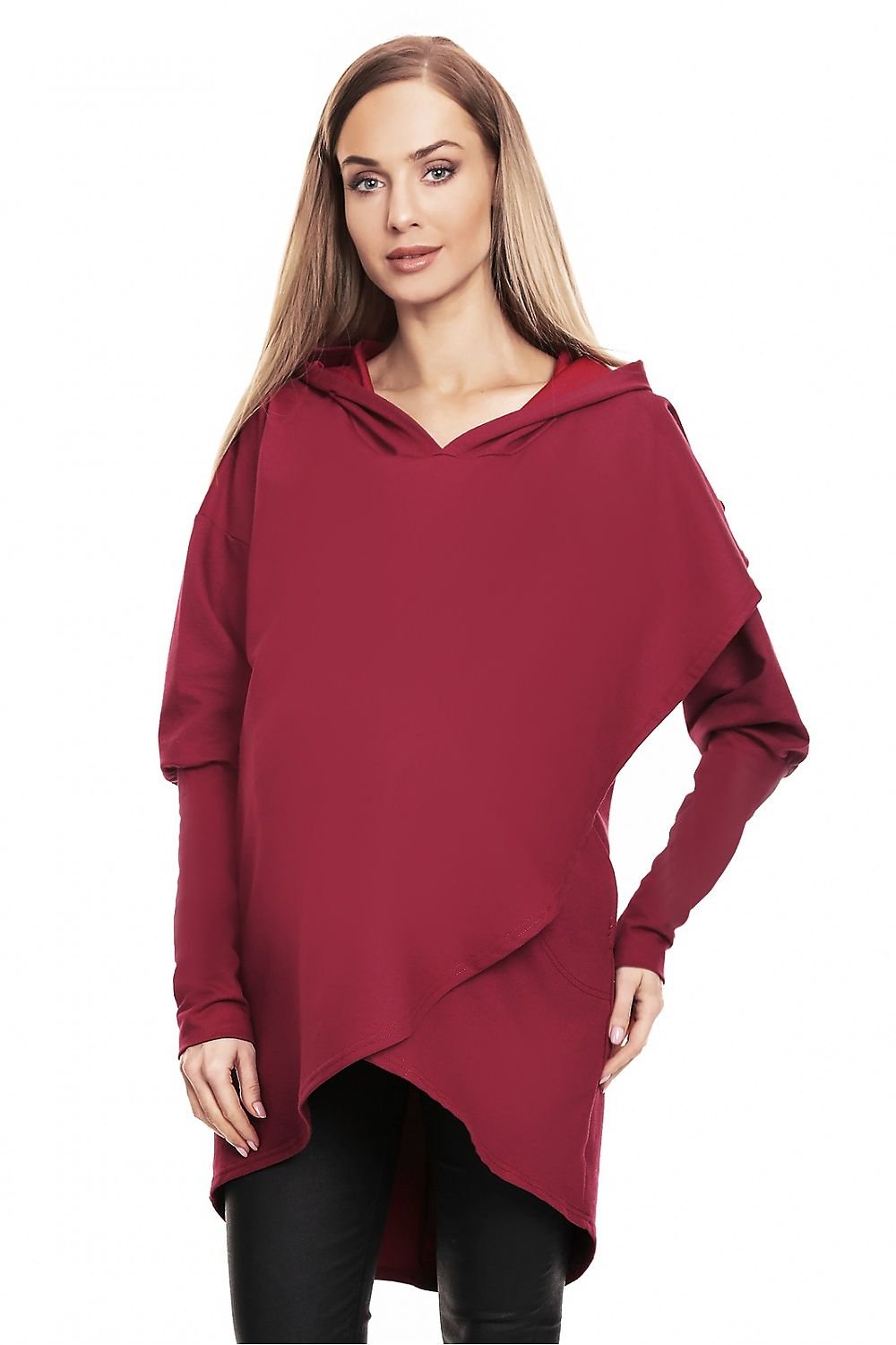 Cozy Layered Maternity Hoodie by PeeKaBoo red / S/M MAHYSTYLE