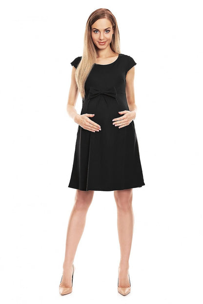 Bow Accent Flared Maternity Dress by PeeKaBoo black / S/M MAHYSTYLE