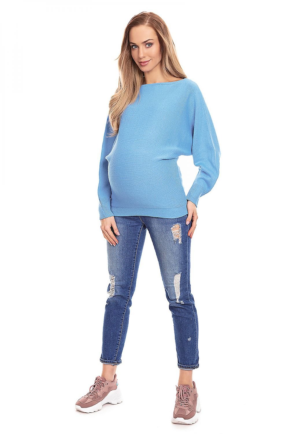 Flirty Oversized Maternity Sweater by PeeKaBoo white / one-size-fits-all MAHYSTYLE