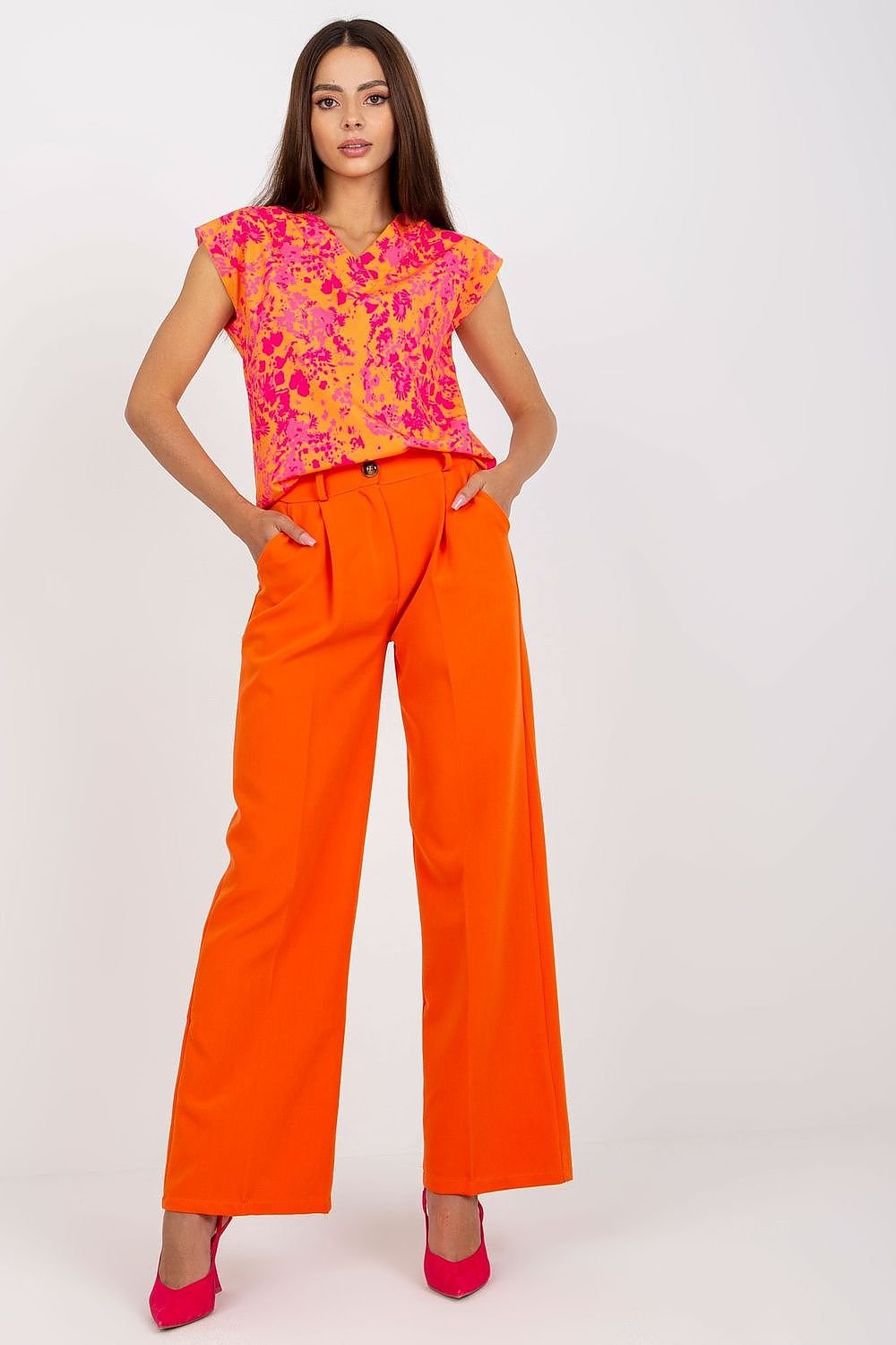 High-Waisted Pleated Pants