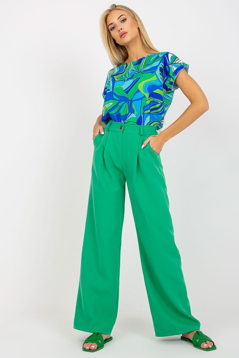 High-Waisted Pleated Pants