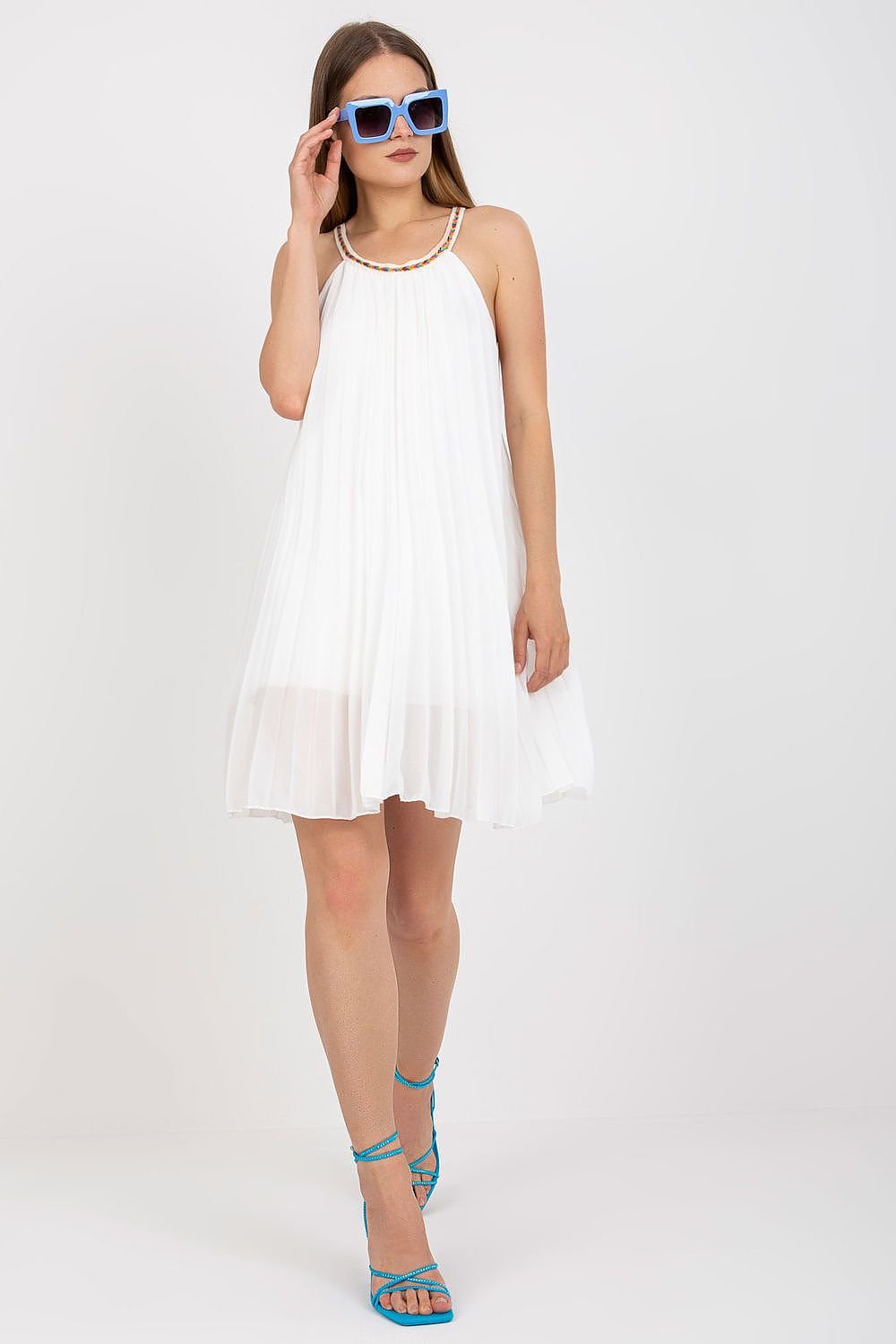 Strapless Pleated Summer Dress by Italy Moda