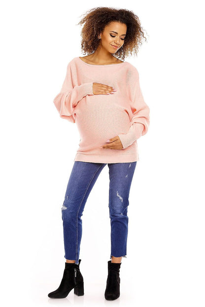 Flirty Oversized Maternity Sweater by PeeKaBoo white / one-size-fits-all MAHYSTYLE