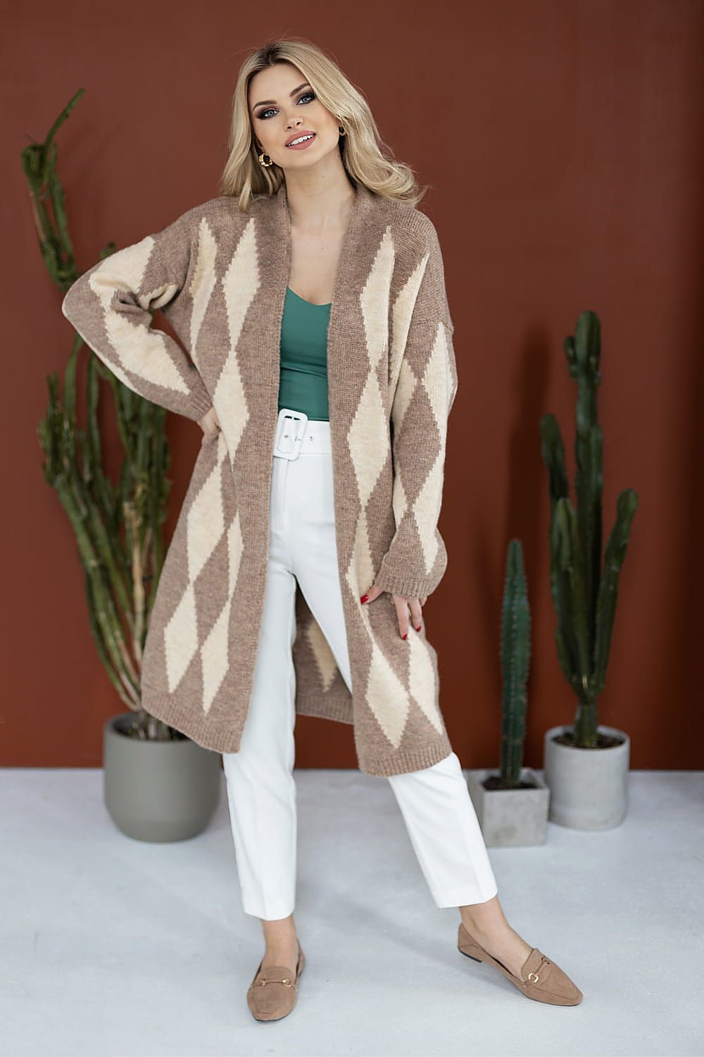 Geometric Pattern Cardigan by PeeKaBoo multicolor / one-size-fits-all MAHYSTYLE