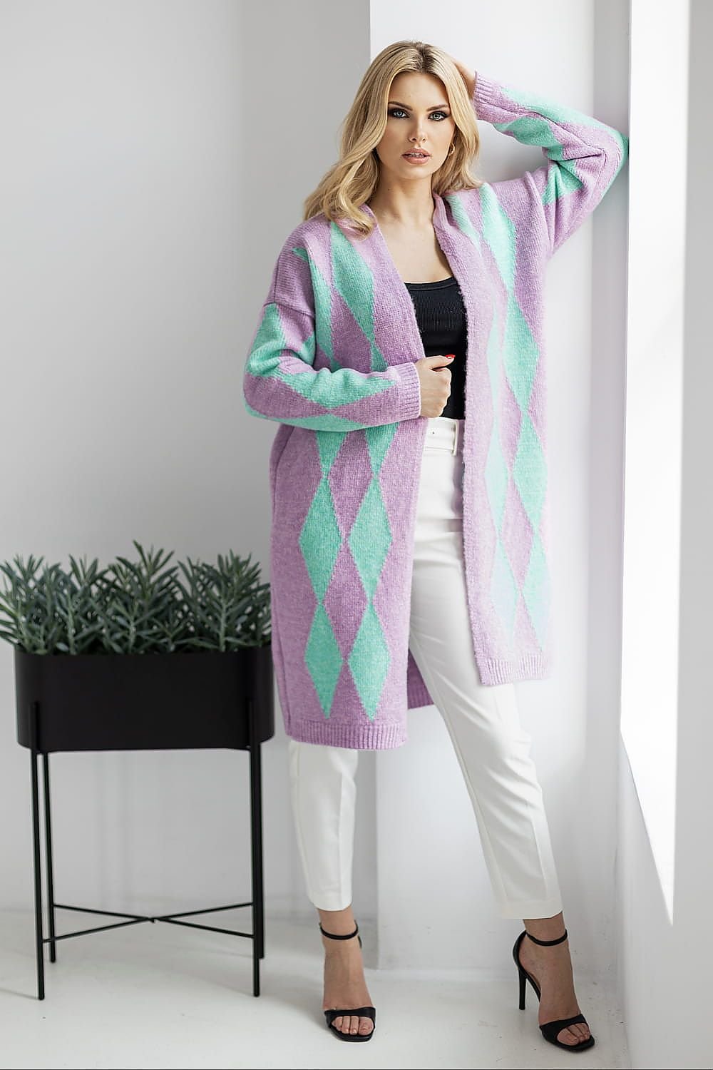 Geometric Pattern Cardigan by PeeKaBoo multicolor 3 / one-size-fits-all MAHYSTYLE