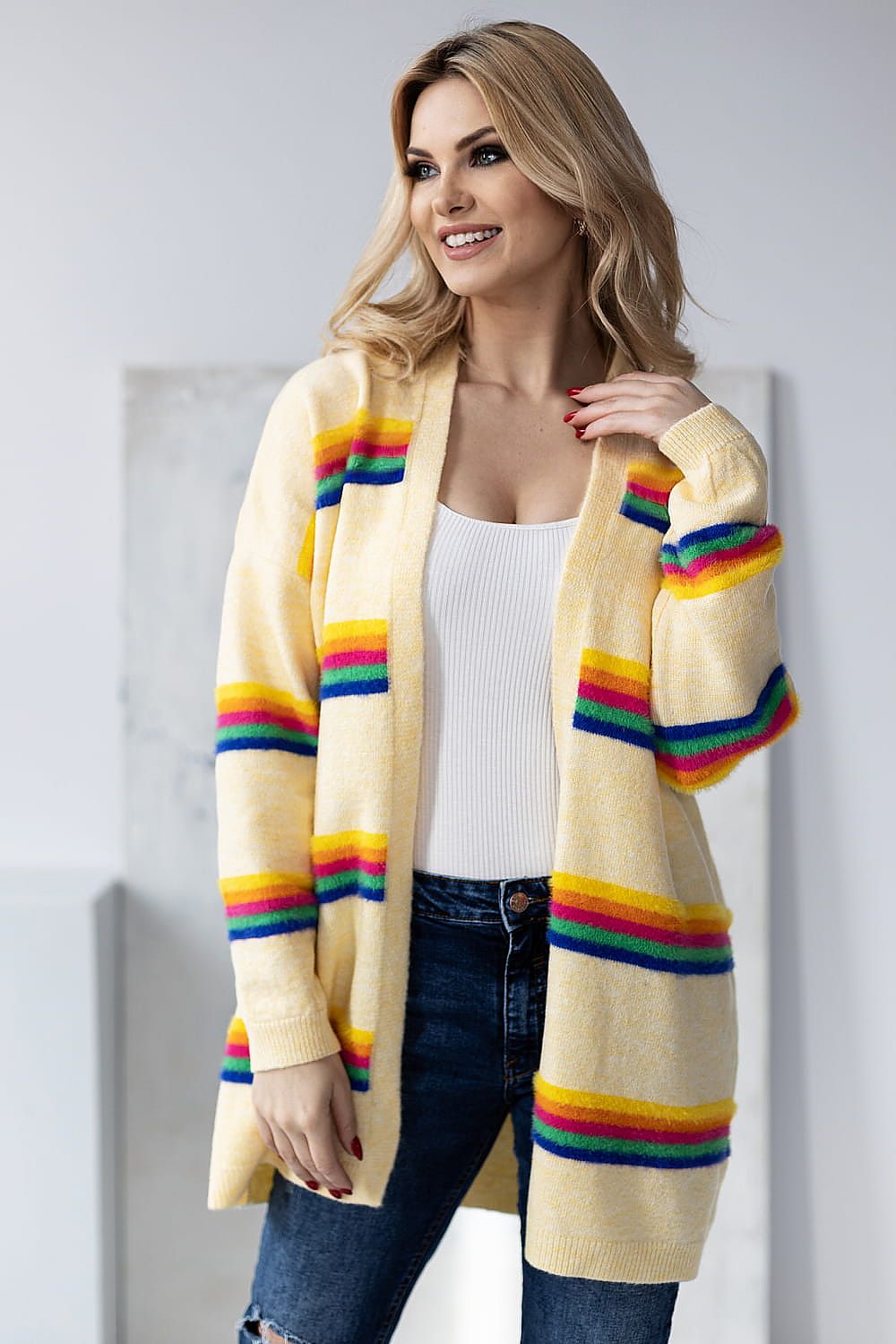 Colorful Stripes Cardigan by PeeKaBoo multicolor / one-size-fits-all MAHYSTYLE