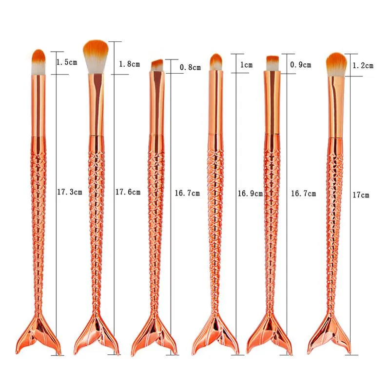 6-Delers Havfrue Sminkebørstesett – Fargerikt, Mykt & Stilfullt
