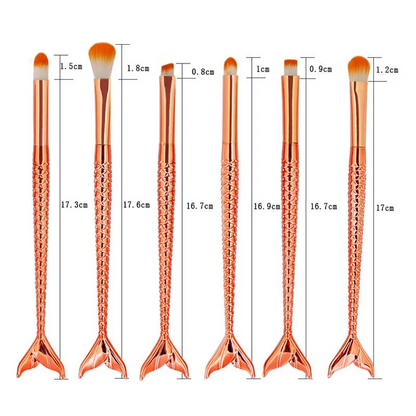 6-Delers Havfrue Sminkebørstesett – Fargerikt, Mykt & Stilfullt
